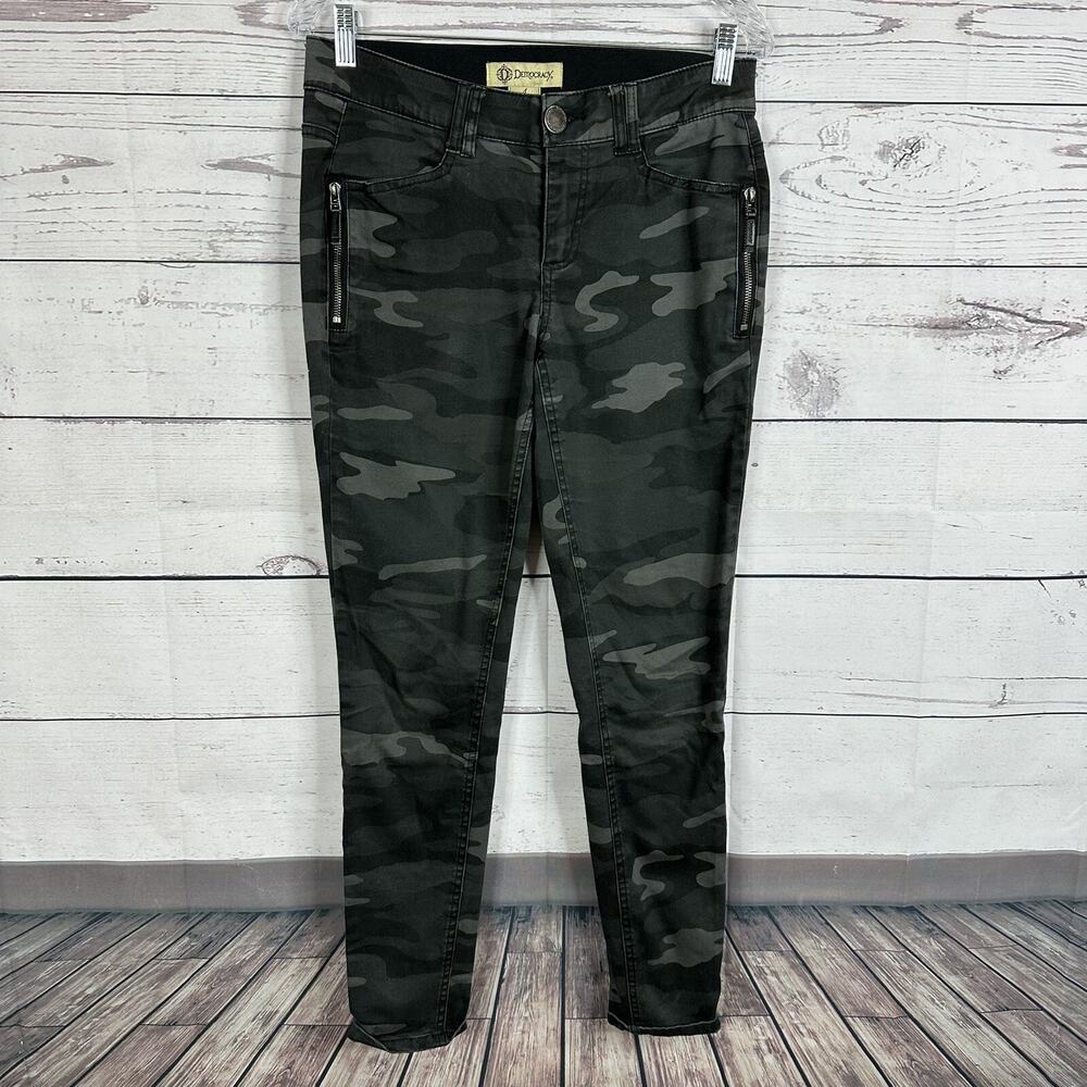 Democracy Pants Womens 4 Black‎ Gray Camo Ab Solution Skinny Midrise Shaping